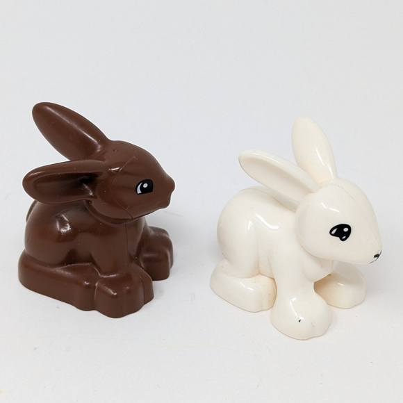 Lego Duplo Bunny Rabbits Animals Brown White - Picture 3 of 3
